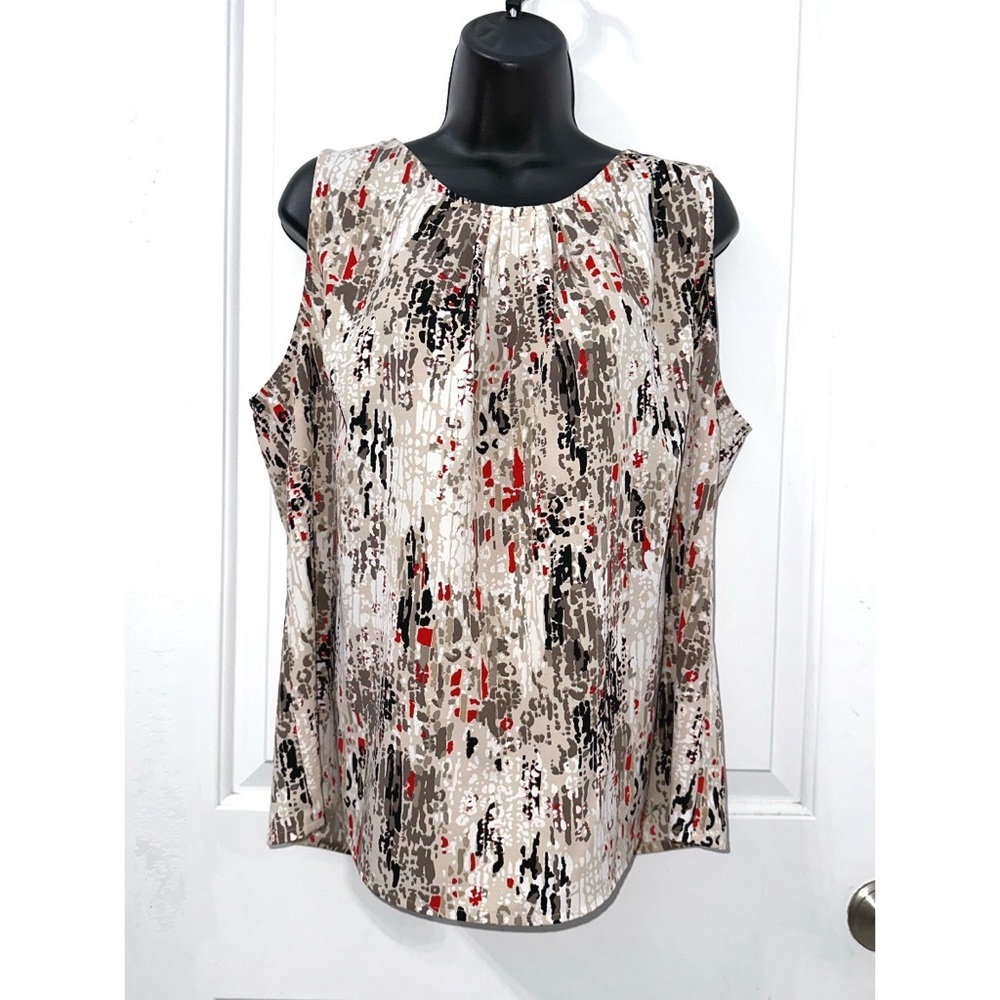 Christopher Banks women's sleeveless blouse in a multi-colored abstract print